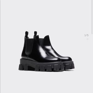 PRADA Monolith brushed leather Chelsea boots